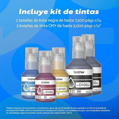 Brother Multifuncional InkBenefit Tank DCP-T730DW,Tinta Continua,Wi-Fi | Wi-Fi, Dúplex Automático, Incluye Kit de Tintas de Ultra Alto Rendimiento, Escáner y Copiadora