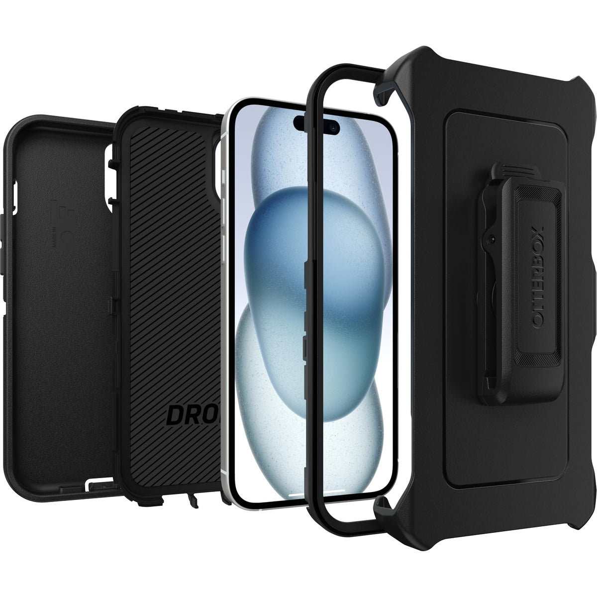 Otterbox Funda para iPhone 15 Plus Y iPhone 14 Plus Defender Series -, Sin Pantalla, Resistente Y Duradera, con Protección De Puerto, Incluye Soporte De Clip De Funda Negro