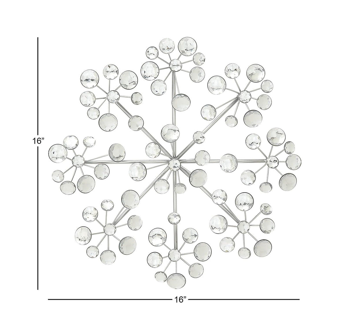 Deco 79 Metal Starburst Home Wall Decor Wall Sculpture with Crystal adorno de pared 16" x 2" x 16", Plata