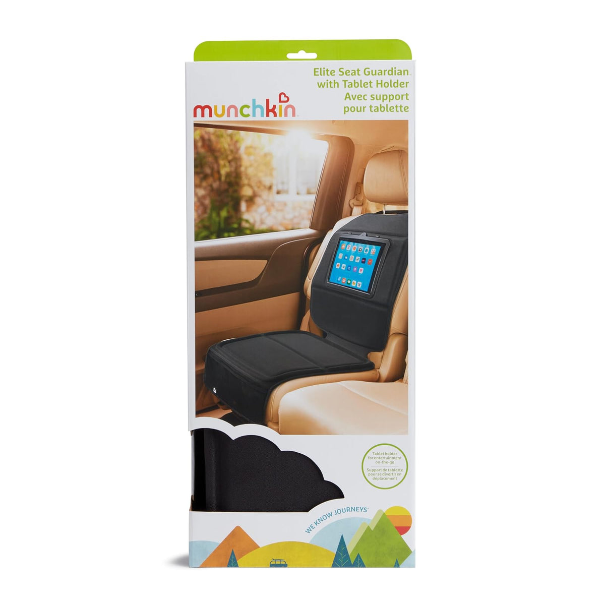 Munchkin Elite Seat Guardian Protector de asiento de automóvil para niño con soporte para tabletas, gris oscuro