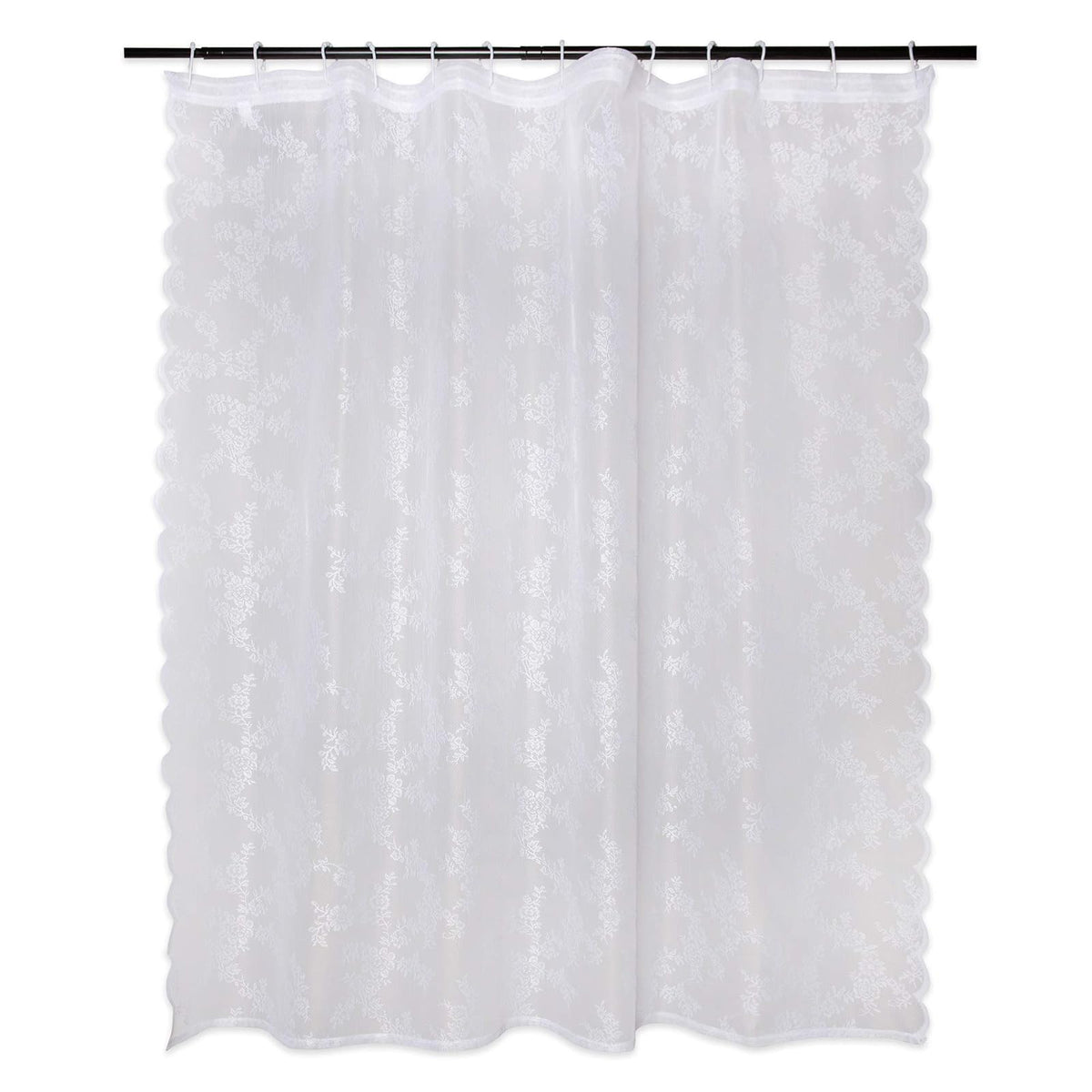 Oceanique DII Elegant Modern Flower Blossom Lace 100% Polyester Machine Washable Shower Curtain 72x72, White