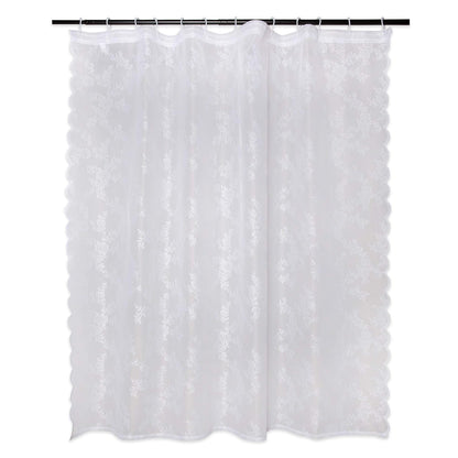 Oceanique DII Elegant Modern Flower Blossom Lace 100% Polyester Machine Washable Shower Curtain 72x72, White
