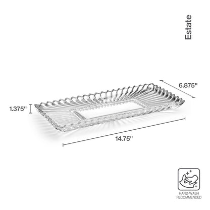 Mikasa Estate - Bandeja Decorativa Rectangular de Vidrio para Servir (14.75 Pulgadas)