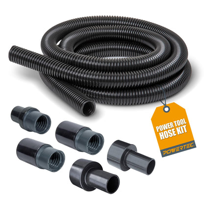 POWERTEC 70347 Kit de manguera de recogida de polvo de 10 pies con 5 accesorios para carpintería, herramientas eléctricas para el hogar y aspiradoras de tienda húmeda/seca