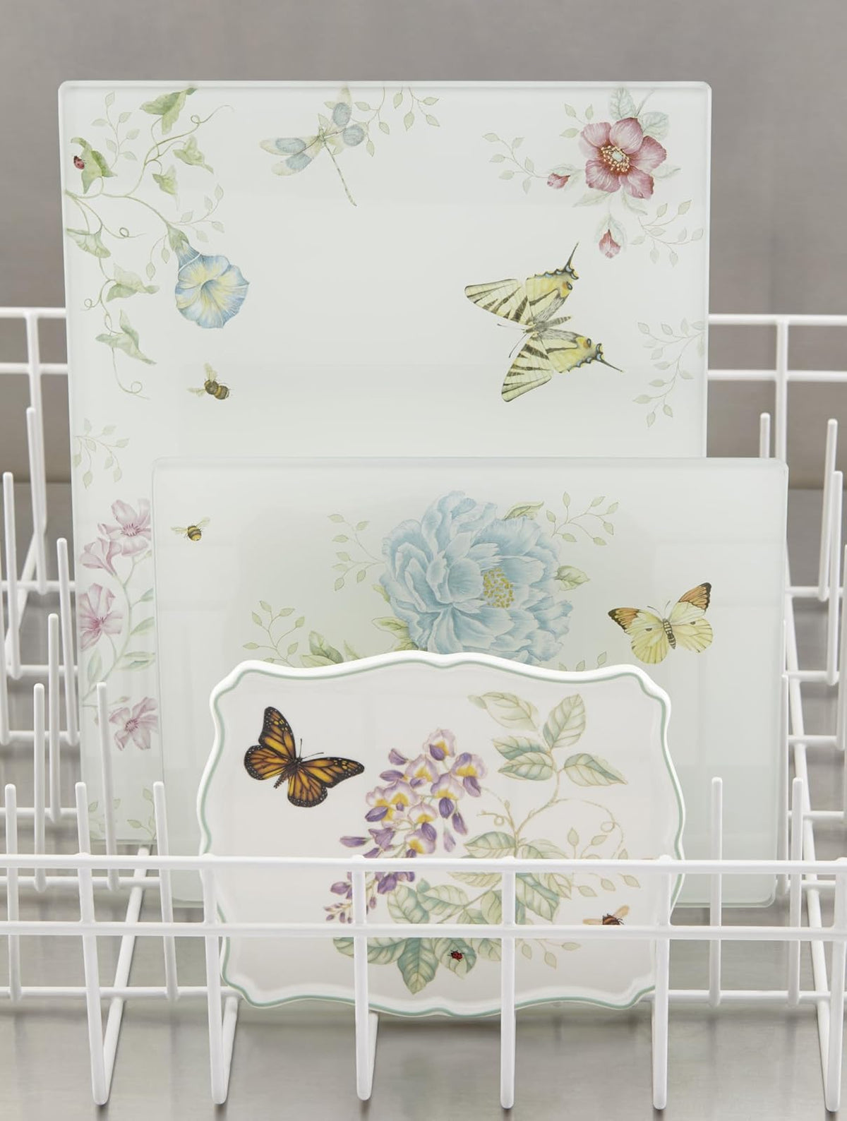 Lenox Tabla para Picar Grande Butterfly Meadow, Vidrio Resistente, Lavado a Mano, 33 cm de Ancho