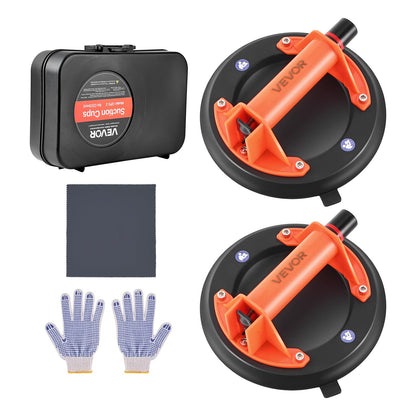 VEVOR Ventosa de Vacío Manual 203 mm 2 Piezas, Ventosa de Elevación con Caja de Herramientas, Capacidad de Carga Máx. 180 kg, Mango de Plástico ABS, Elevador de Succión para Cristal Granito Azulejos