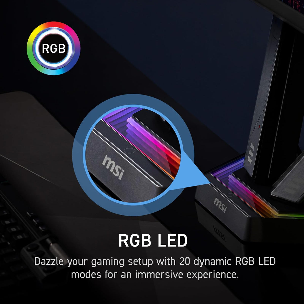 MSI MPG MT161DR - Brazos de Soporte para Monitor Doble RGB de Alta Calidad, Soporte de 17-38 Pulgadas, Compatible con VESA, Montaje asistido por Resorte Ajustable, 36 Libras por Capacidad de