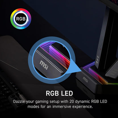 MSI MPG MT161DR - Brazos de Soporte para Monitor Doble RGB de Alta Calidad, Soporte de 17-38 Pulgadas, Compatible con VESA, Montaje asistido por Resorte Ajustable, 36 Libras por Capacidad de