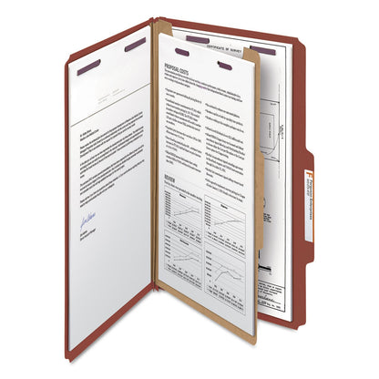 Smead Carpeta de clasificación de Pressboard con cierres SafeSHIELD, 1 divisor, expansión de 2 pulgadas, tamaño legal, rojo, 10 por caja (18775)