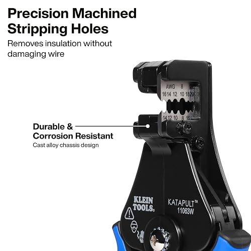 KLEIN TOOLS 11063W, Pinzas pelacables automáticas KATAPULT, Ergonómicas y prácticas, Para cables de 8-22 AWG, Cortes limpios y precisos, Ideal para electricistas y uso profesional