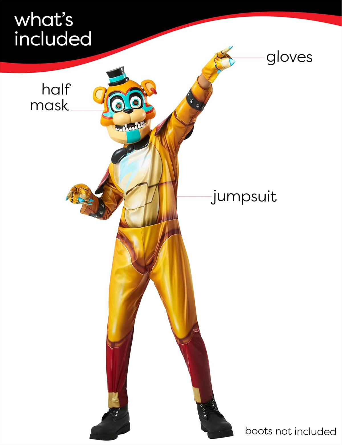 Rubie's Disfraz infantil de Five Nights at Freddy's Glamrock Freddy, como se muestra, mediano