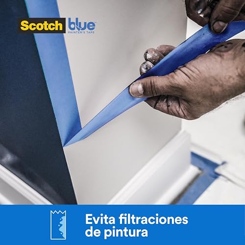 SCOTCH BLUE 3M Masking Tape Azul para Pintores 1 rollo de 48mm x 54.8m | Ideal para pintura, Evita filtraciones, Adherencia profesional, Se retira sin dejar residuos, No maltrata la superficie