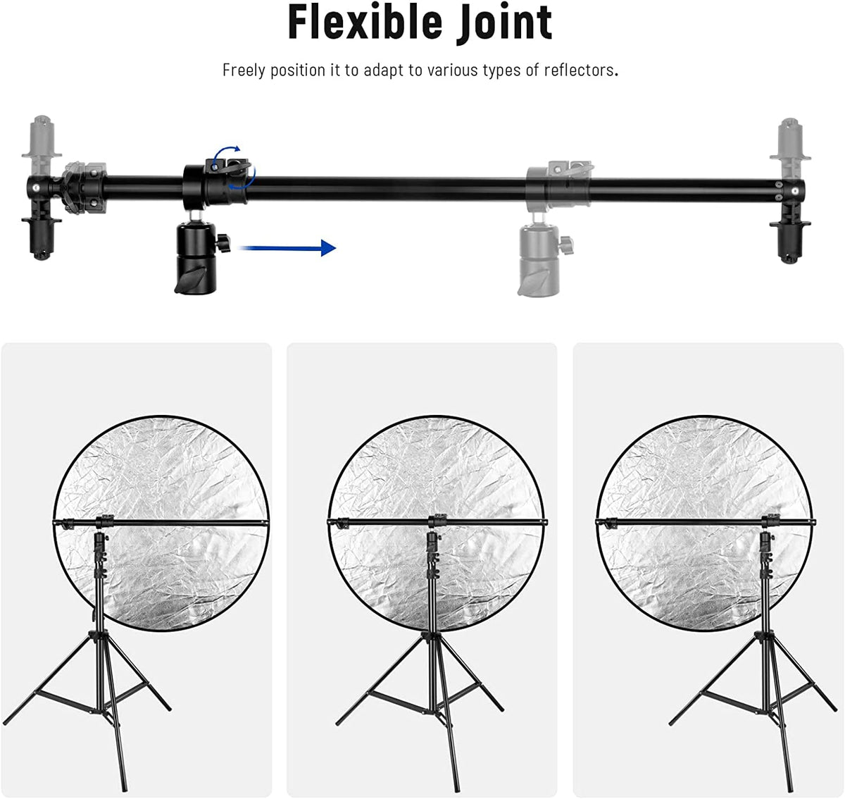 NEEWER Brazo de Soporte de Reflector Extensible, Estudio Fotográfico Telescópico de 27,9" a 47,2" Brazo de Pluma Soporte de Reflector Giratorio de 360 Grados para Fotografía