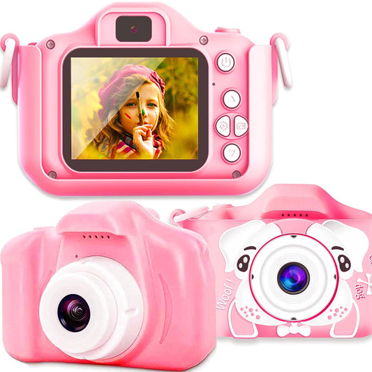Zimcti Kid Camera 2.4in IPS Screen Digital Camera,180°Flip len Student Camera,Children Selfie Camera with Playback Game,Christmas/Birthday Gift for 4-11 Year Old Girl Boy-Pink