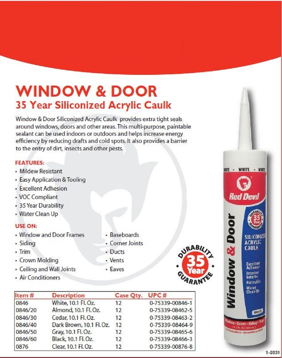 Red Devil 084640 - Calafateo acrílico café para ventana y puerta, 10 onzas, paquete de 1, fabricado en Estados Unidos