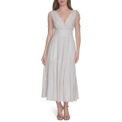 Tommy Hilfiger Sleeveless V Neck Neck Tie Midi Dress Vestido Mujer
