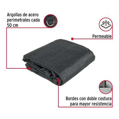 Fiero TORA-33N, Toldo Sombra 90%, Raschel Negro, 3m x 3m