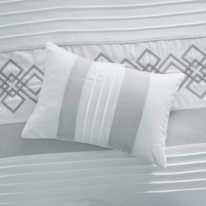 Chezmoi Collection Ariel - Juego de Ropa de Cama de 7 Piezas con Bordado geométrico de Chenilla Gris, tamaño California King