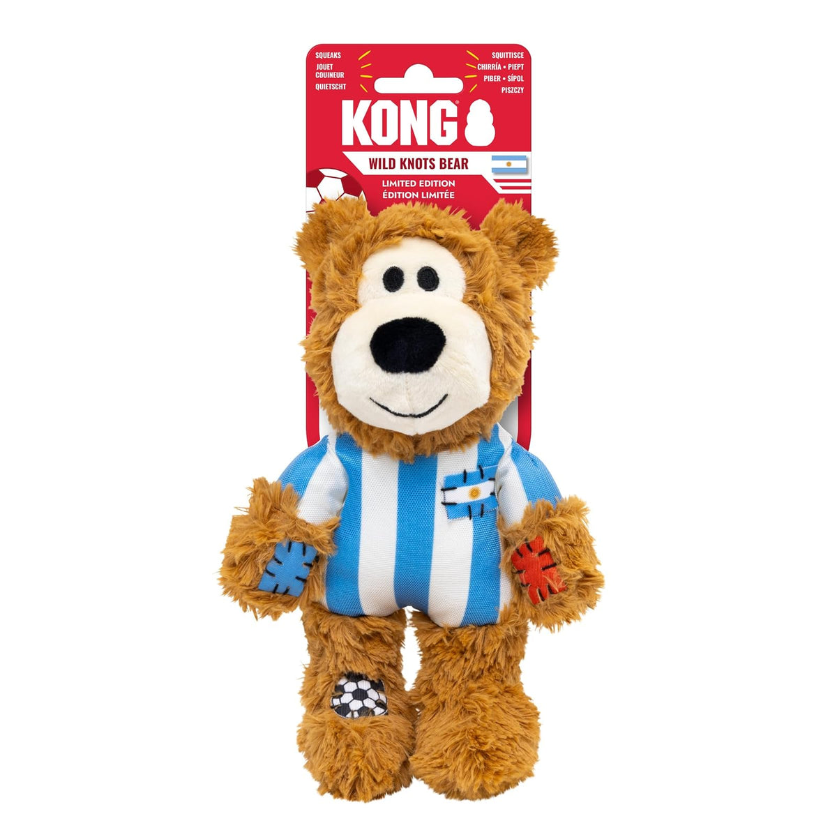 Kong Wild Knots Bear Juguete de Peluche para Perro con Playera de Selección - Argentina