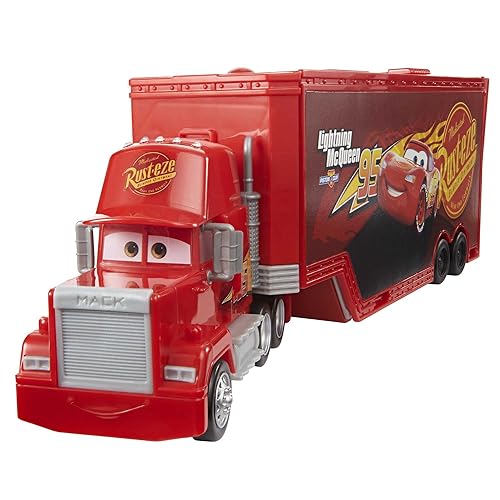 Mattel Disney and Pixar Cars Transforming Mack Playset, camión de Juguete 2 en 1 y estación de afinación con Lanzador, elevación y más