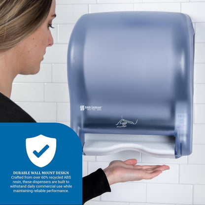 San Jamar - Dispensador de toallas de papel clásico Smart Essense - Dispensador electrónico de toallas para baño, cocinas y restaurantes, plástico, 9.75 x 14.50 x 12.50 pulgadas, azul