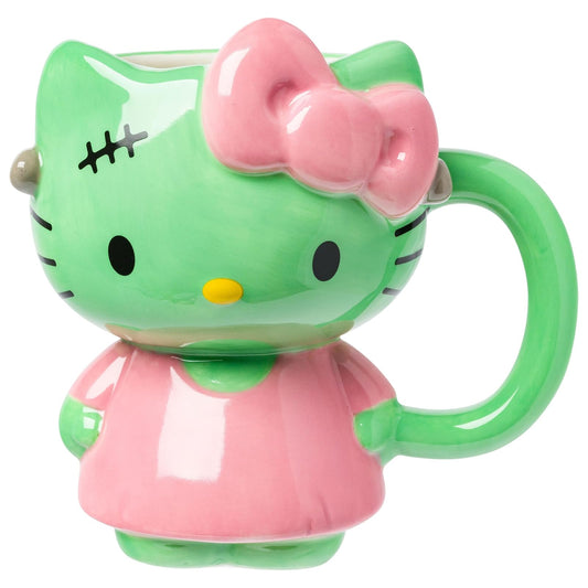 Silver Buffalo Hello Kitty - Taza esculpida 3D de cerámica, 20 oz - 20 Ounces - Hello Kitty Frankenkitty - Vestido rosa