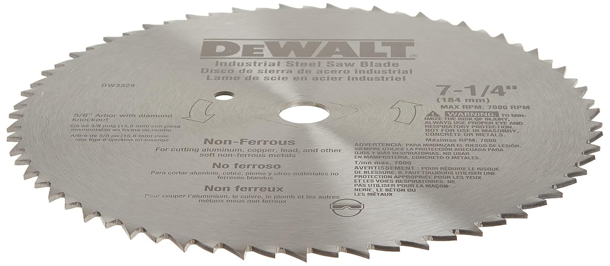 Dewalt DW3329 Disco Sierra Acero Industrial Metales No Ferrosos, 7-1/4" X 68D