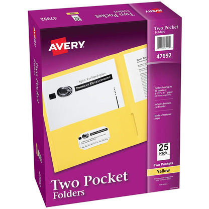 Avery Two-Pocket Folder, Yellow, Box of 25 (47992) - Amarillo - 25-Pack