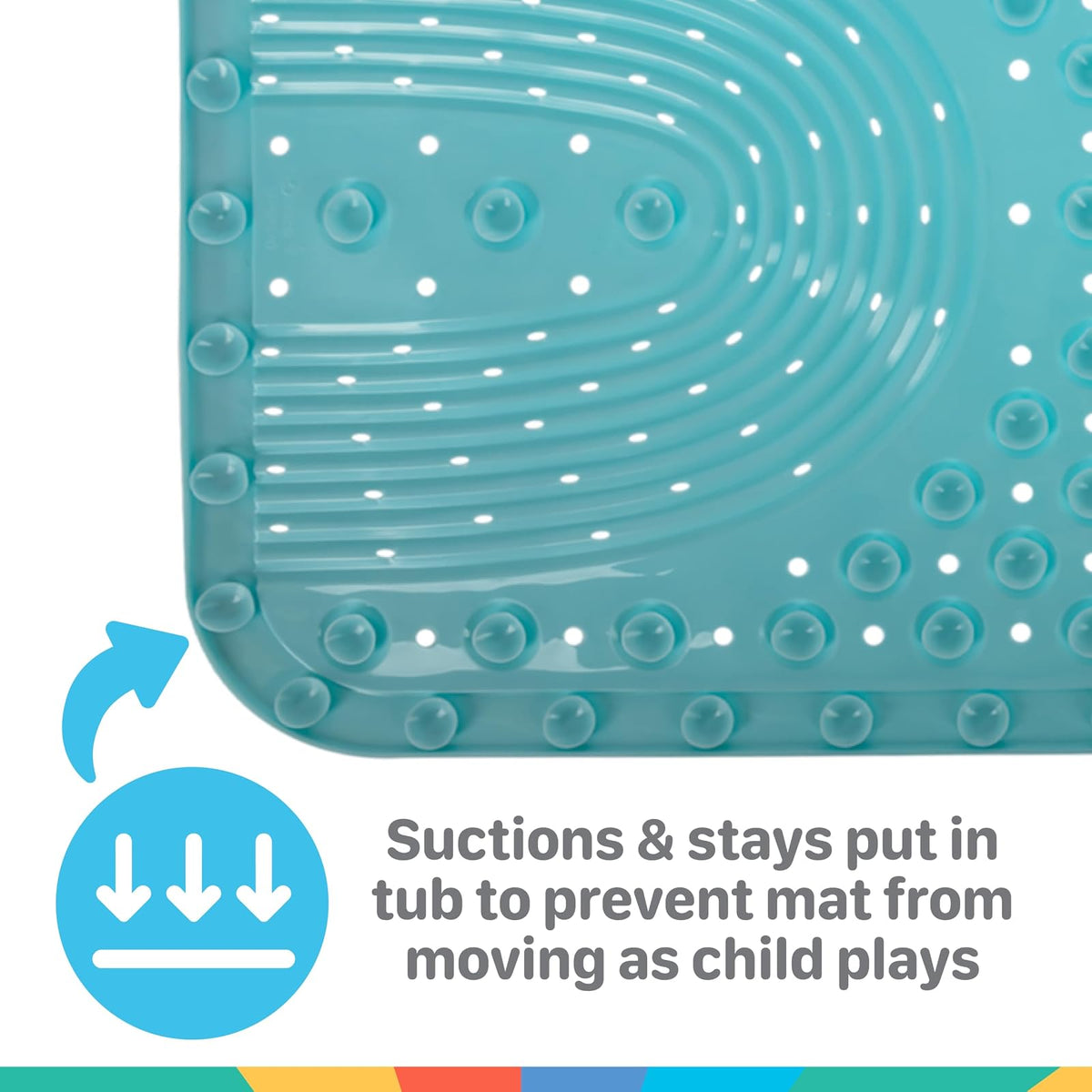 Nuby - Alfombrilla de baño Acolchada para bebés y niños pequeños, Alfombrilla Antideslizante para Ducha y Tina con ventosas, Color Aguamarina