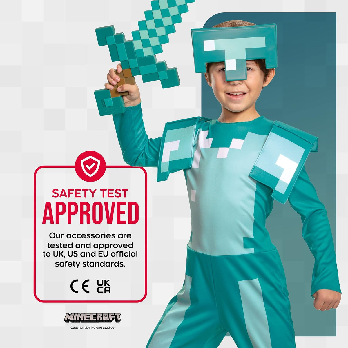 Disfraz Oficial de Armadura Minecraft Infantil, Minecraft Mojang, Talla Infantil (7-8)