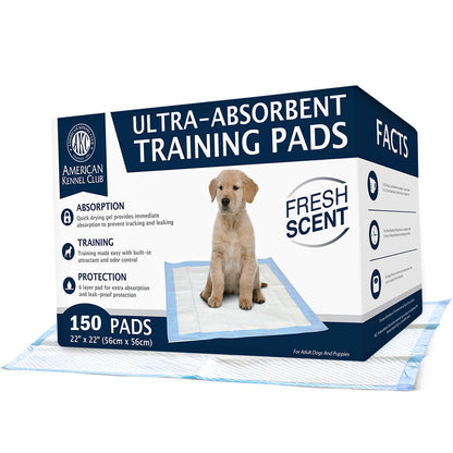AKC Tapetes Entrenadores para Perro, Aroma Fresco, 22 x 22 Pulgadas - Fresh Scented - 22\" x 22\" - Pack of 150