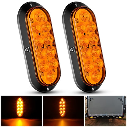 Nilight - Luz trasera LED ovalada de 6 pulgadas, color rojo y ámbar para remolque, 6 unidades, señales de giro de freno de parada a prueba de agua, luces de marcha atrás para camión, RV, barco, autobús, camión, caravana, 2 años de garantía - Tornillos de 