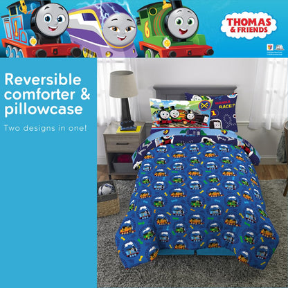 Franco Thomas & Friends - Juego de Ropa de Cama para niños súper Suave y Funda de Cama, 5 Piezas, tamaño Individual, (Producto con Licencia Oficial)