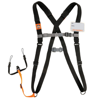 Ergodyne Squids 3138 - Arnés Acolchado para escáner de código de Barras, cordón de sujeción para escáneres de código de Barras, diseño de separación, Color Negro, pequeño