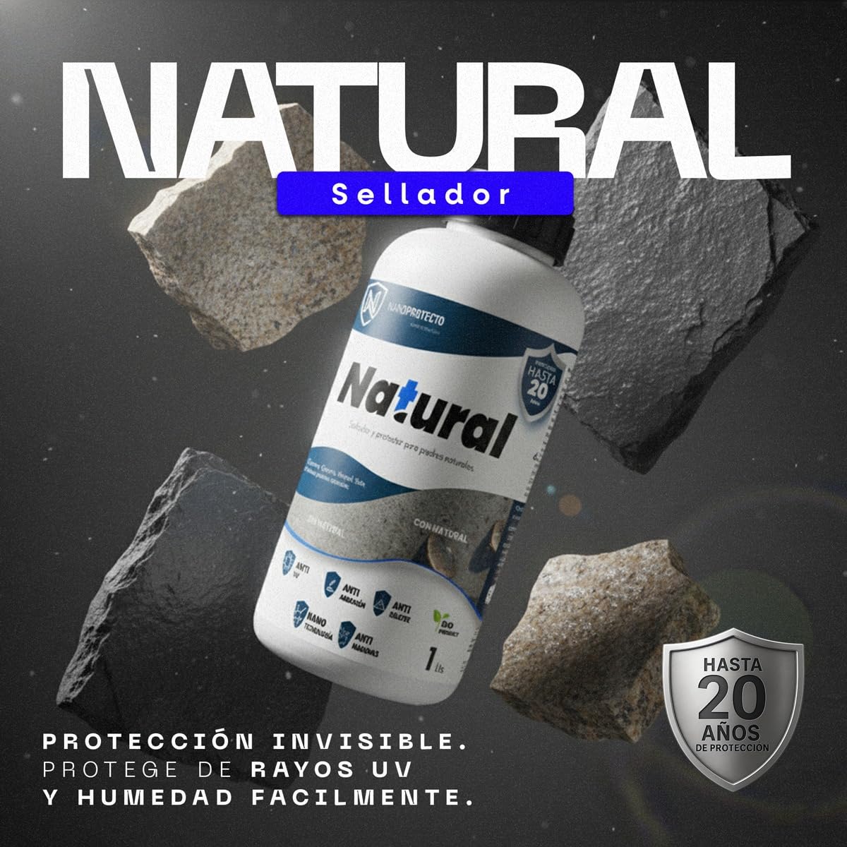 767SSNAT NATURAL Sellador Protector Orgánico para Cantera, Granito, Mármol, Slate, Piedra Natural 4l