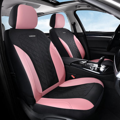 Coverado Fundas para Asiento de Automóvil, 2 Unidades, Fundas de Asiento Delantero de Lujo, Protectores de Asiento de Automóvil para automóvil, Fundas de Asiento de Conductor Rosas, Ajuste Universal para SUV - A-Pink&Black - FrontPair