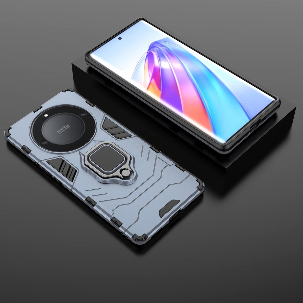 ZMONE Funda para Honor X9a 5G / Honor Magic 5 Lite Case Híbrido Doble Capa Armadura Resistente A Prueba de Choques Carcasa Protector con Pie de Apoyo Magnético - Azul