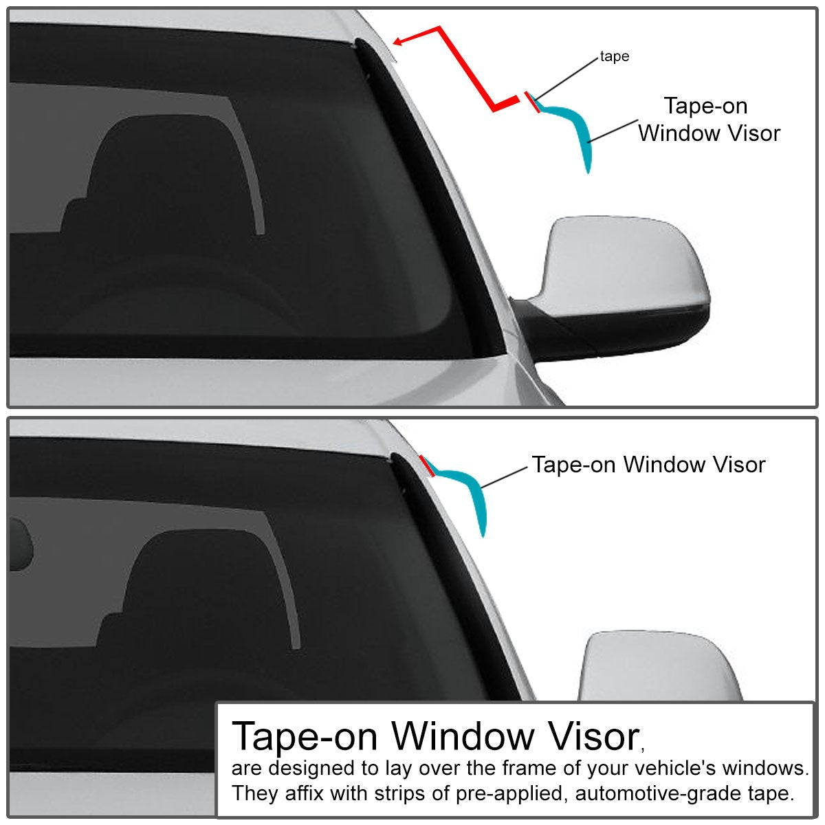 DNA MOTORING Deflector de Ventilación para Ventana, Ahumado Oscuro, Juego de 4, WVS-148