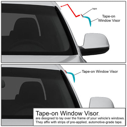 DNA MOTORING Deflector de Ventilación para Ventana, Ahumado Oscuro, Juego de 4, WVS-148