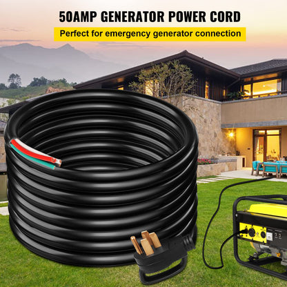 Mophorn 25Ft 50Amp Generator Extension Cord 6 Gauge STW 6/3+8/1 Generator Cord UL Listed Generator Power Cord N14-50P to Bare Wire Cut Wire Cord Extension Power Cord RV Motor Home Generator Portable