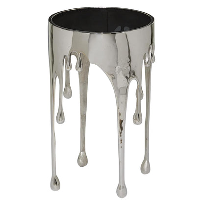 Deco 79 Mesa Auxiliar Decorativa de Aluminio con Cubierta de Vidrio - plateado - Side Table 16" x 16" x 25"