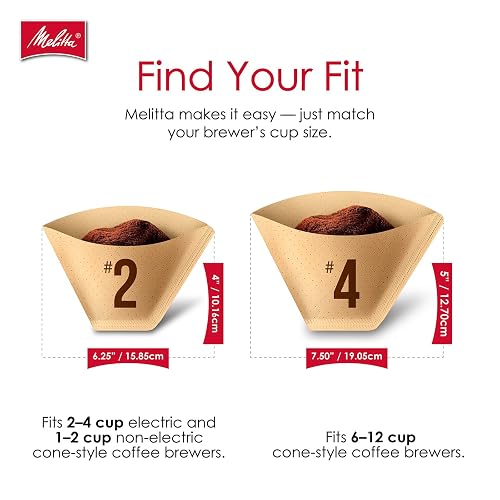 Melitta - Filtros de café de cono #4, café natural sin blanquear, 100 unidades (paquete de 3) 300 filtros totales, el embalaje puede variar