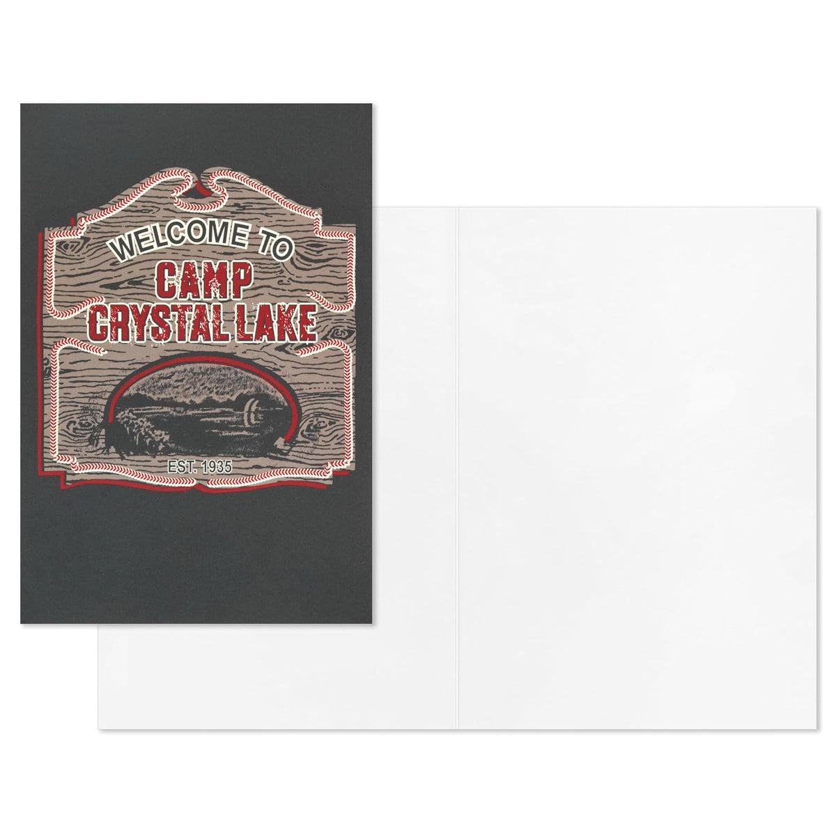Hallmark - Bolsa de regalo de Halloween Friday the 13th con papel de seda y tarjeta de felicitación (máscara Jason, al campamento Crystal Lake)