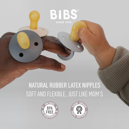 BIBS Chupones Try-it Colour, Pack de 3, Tetina de látex natural de formas variadas, Talle 1, Color Blush, 0 a 6 meses, Hecho en Dinamarca