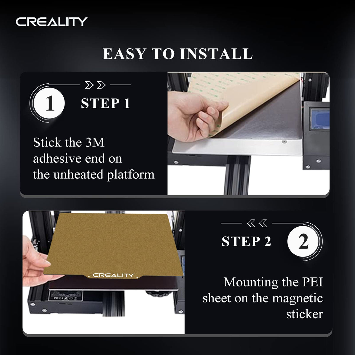 Unido Creality - Placa PEI Dorada Oficial para Creality Ender 3/3 Pro/3 V2/3 S1/3 S1 Pro/3 Neo/3 V2 Neo/5/5 Pro Impresoras 3D 235 x 235 mm