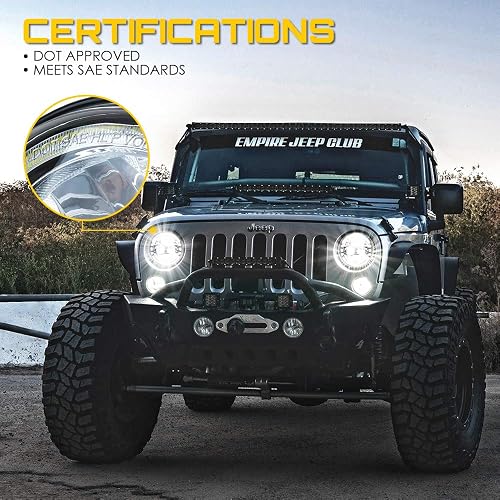 Xprite Faros Led De 7 Pulgadas Aprobados Por Dot, Compatibles Con Jeep Wrangler Jk Lj Cj Tj Hummber H1 H2 1997-2018, Con Luz Alta/Baja, Faros Delanteros Redondos Halo Drl