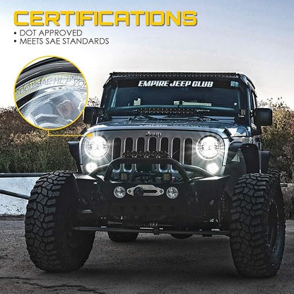 Xprite Faros Led De 7 Pulgadas Aprobados Por Dot, Compatibles Con Jeep Wrangler Jk Lj Cj Tj Hummber H1 H2 1997-2018, Con Luz Alta/Baja, Faros Delanteros Redondos Halo Drl