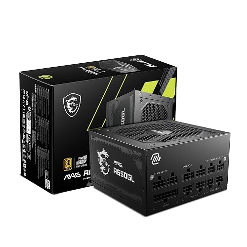 MSI PSU mag A650GL 80 Plus Gold Full Modular | Full modular, certificación 80 Plus Gold, 650 W, fuente de alimentación