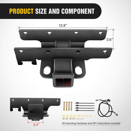 Nilight - Kit receptor de enganche para remolque y parachoques trasero JK-61A de 2 pulgadas, compatible con Jeep Wrangler JK de 4 puertas y 2 puertas Unlimited 2007-2018, con arnés de cableado de 4 pines (no incluye los modelos JL)