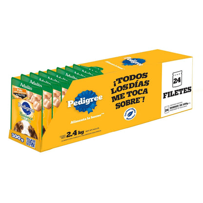 Pedigree - Sobres para Perro Balance Natural, Sabor Pollo en Filetes, con Ingredientes Naturales, Proteínas y Fibra, 24 Sobres, 100g c/u